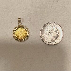 Vintage Mickey and Minnie 24k and 18k coin pendant